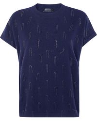 Fabiana Filippi - Platinum Cap Sleeve Sweater With Embrodery - Lyst