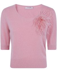 Twinset - Sweater Short Sleeves Round Neck "Feathers" - Lyst