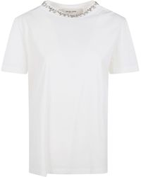 Golden Goose - "Golden W's" Regular T-Shirt Distressed Cotton Jersey Wit - Lyst