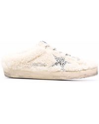 Golden Goose - Super-Star Sabot Shearling Upper Glitter Star - Lyst