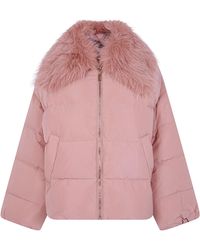 Twinset - Windbreaker Faux Fur Neck Puffer Jacket - Lyst