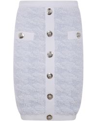 Balmain - Buttoned Tweed Knee Length Skirt - Lyst