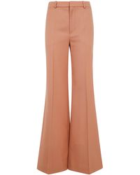 Chloé - High-Waisted Flared Cotton Pants - Lyst