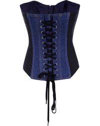 Jean Paul Gaultier - Denim Corset With Mesh Detail - Lyst