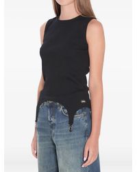 Jean Paul Gaultier - Cotton Ribbed Tank Top With Lingerie Garter - Lyst