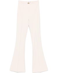 Elisabetta Franchi - Pantaloni A Campana Color Burro Con Logo - Lyst
