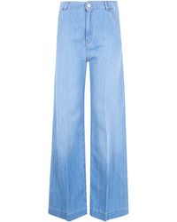 Seventy - Light Denim Mixed Linen Jeans - Lyst