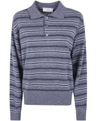 DUNST - Collared Striped Sweater - Lyst