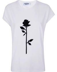 Blugirl Blumarine - T-Shirt Cotton Stretch Rose Embroidered - Lyst