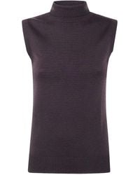 Max Mara - Turtle Neck Sleeves Less Woven "Vertigo" Top - Lyst