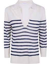 Majestic - Oversized Linen 100 Stripes Polo Shirt - Lyst