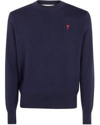 Ami Paris - Crewneck Sweater With Contrasted "Ami De Coeur - Lyst