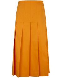 DR. HOPE - Pleated Cotton Twill Skirt - Lyst