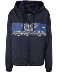 Versace - Blouson Technical Fabric And Poly Twill With Nautical Print + Writing Embroidery - Lyst