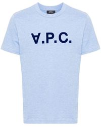 A.P.C. - Flocked-Logo Cotton T-Shirt - Lyst