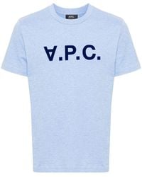 A.P.C. - Flocked-Logo Cotton T-Shirt - Lyst