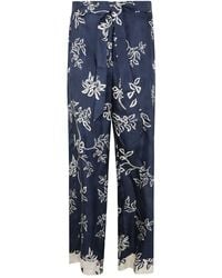 【送料&関税込】'S Max Mara Cinzia Printed Silk Pants Cinzia high-rise silk wide-leg pants in blue - S Max Mara