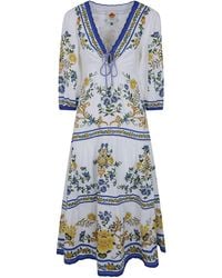 FARM Rio - Emily Floral-Print Cut-Out Midi Dress - Lyst