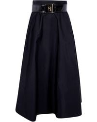 Elisabetta Franchi - Gonna Midi Ronda Con Cintura - Lyst