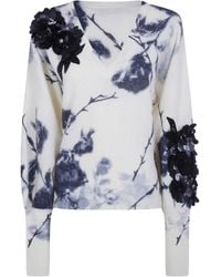 Blumarine - Sweater Wool Blend "Rose Print And Embroidered" - Lyst