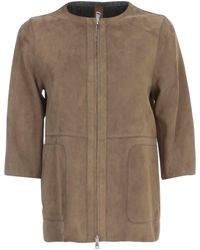 The Jackie Leathers - Goat Suede Jacket Crew Neck 3/4S Jersey - Lyst