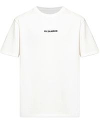 Jil Sander - T-Shirt Logo A Maniche Corti Con Collo Rovescio - Lyst