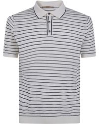 Nuur - Two Tone Striped Short Sleeved Polo Neck T-Shirt - Lyst