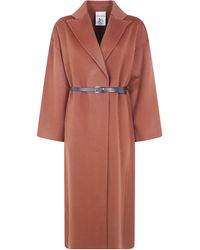 Semicouture - Coat Long Wool "Y6Wv08 V13 Dark Leather" - Lyst