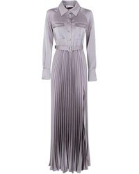 Self-Portrait - Satin Pleated Maxi Dress - Lyst