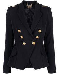 Elisabetta Franchi - Double-breasted Crepe Blazer - Lyst