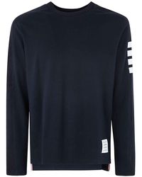 Thom Browne - Long Sleeve Tee With 4 Bar Stripe In Milano Cotton Clothing - Lyst