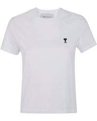 Ami Paris - Cropped Contrasted "Ami De Coeur" T Shirt - Lyst