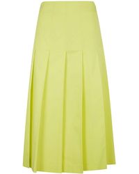 DR. HOPE - Pleated Cotton Twill Skirt - Lyst