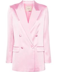 Twin Set - Satin Double Breasted Jacket - Lyst