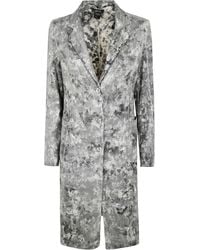 Avant Toi - Camouflage Rever Neck Micro Mat Stitch Duster With Laminatio - Lyst