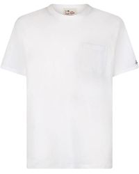 Mc2 Saint Barth - Linen T-shirt With Front Pocket - Lyst