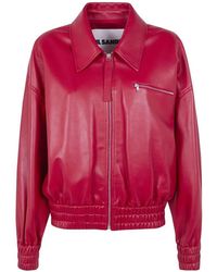 Jil Sander - Classic Bomber Leather Jacket - Lyst