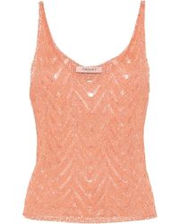Twin Set - Lace And Lurex Tank Top - Lyst