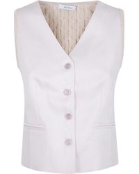 Max Mara - "Calibri" Linen Knit Crop Gilet - Lyst