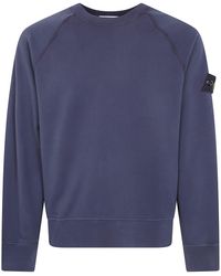 Stone Island - Cotton Crew Neck Sweatshirt With Compass Badge - Lyst
