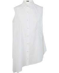 Ann Demeulemeester - Iona Asymmetrical Oversized Shirt Light Crumpled Cotton White - Lyst