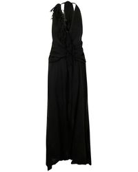 Blumarine - Georgette Dress With Fringe - Lyst
