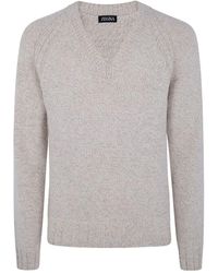 ZEGNA - Cashmere And Wool V Neck - Lyst