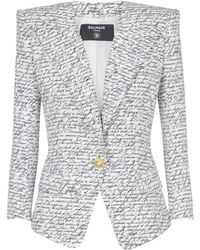 Balmain - 1 Btn Love Letter Print Tailored Jacket By - Lyst