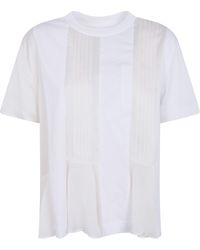 Sacai - Satin X Cotton Jersey T-Shirt - Lyst