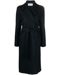 Harris Wharf London - Belted Long Double Breasted Coat Pressed Wool And Polaire - Lyst