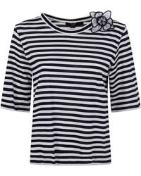 Seventy - Cotton Jersey Stripes Boat Neck Flower T-Shirt - Lyst