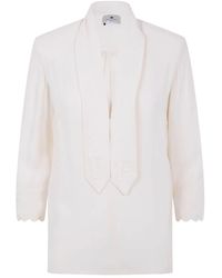 Elisabetta Franchi - V-Neck Blouse With Embroidered Initials - Lyst