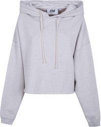 Golden Goose - "Star W's" Oversize Cropped Hoodie Heavy Fleece Destroyed - Lyst