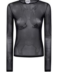 Jean Paul Gaultier - Mesh Long Sleeves Top With Velvet Flock 'Jean Paul - Lyst